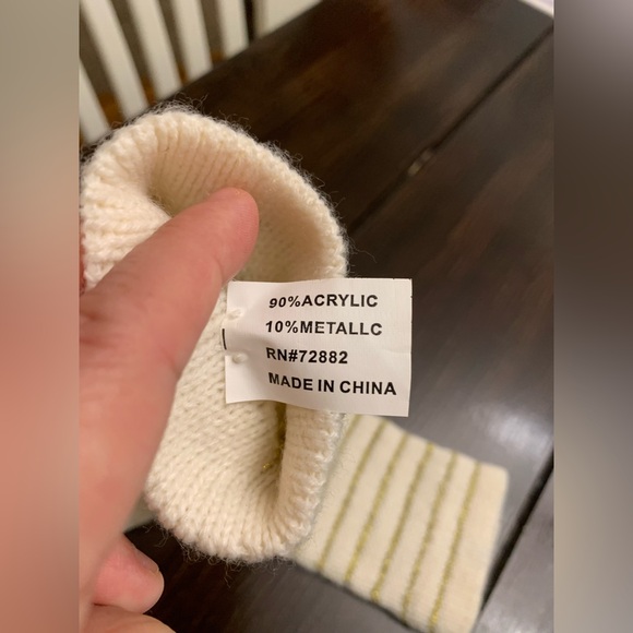 Striped Cream and Gold Women's Gloves - Picture 3 of 3